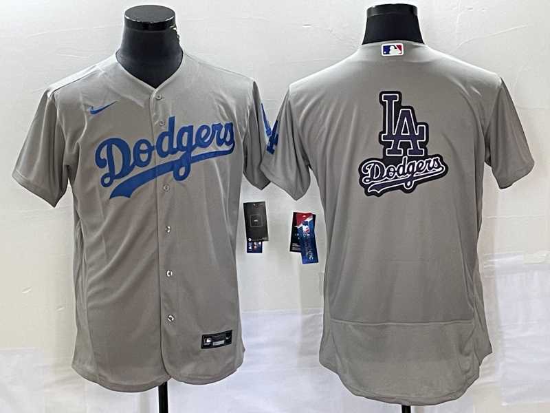 Men%27s Los Angeles Dodgers Gray Team Big Logo Flex Base Stitched Baseball Jerseys->minnesota twins->MLB Jersey